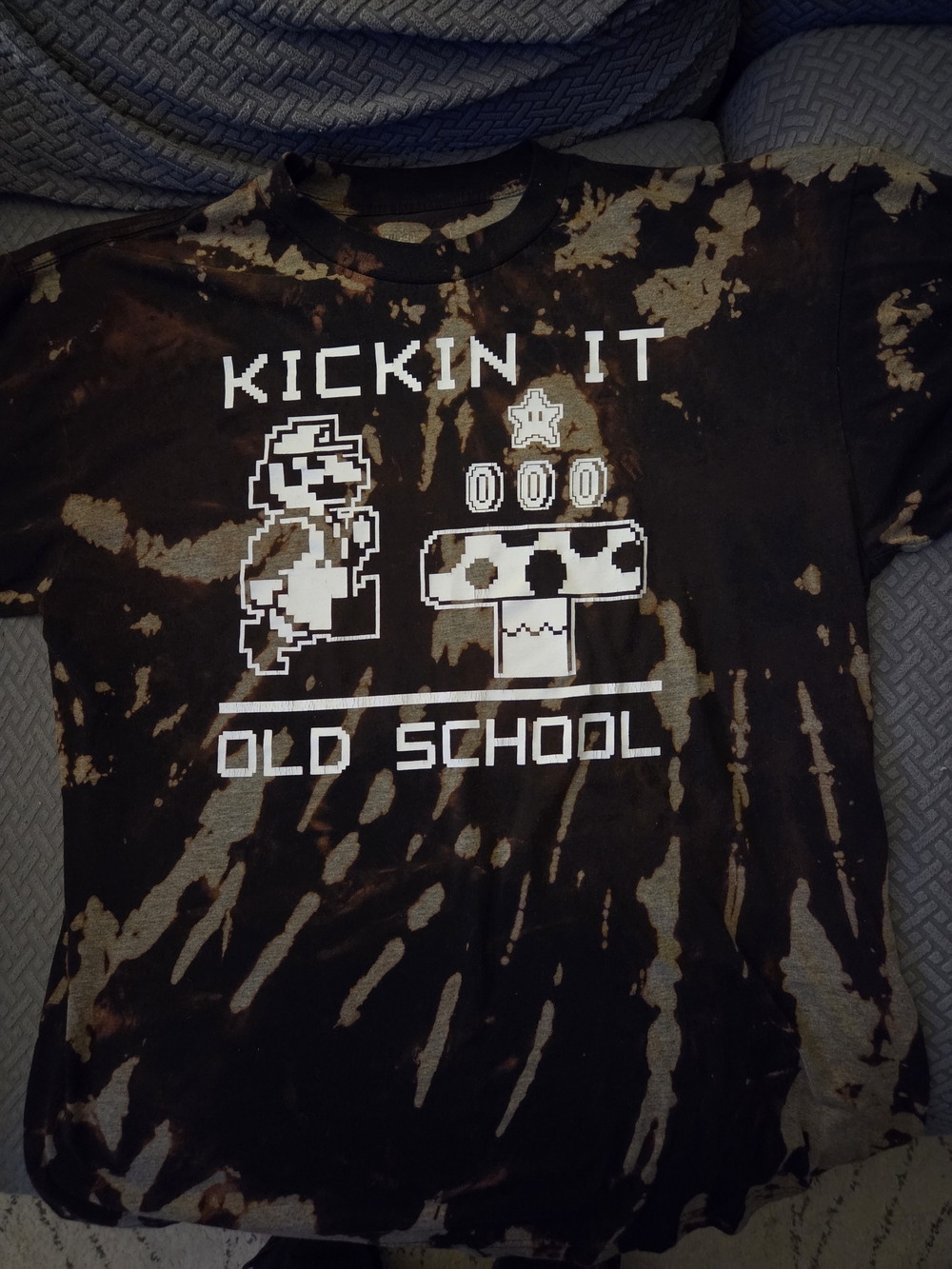 Nintendo Black and Brown Tie-Dye 'Kickin It' Graphic Tee